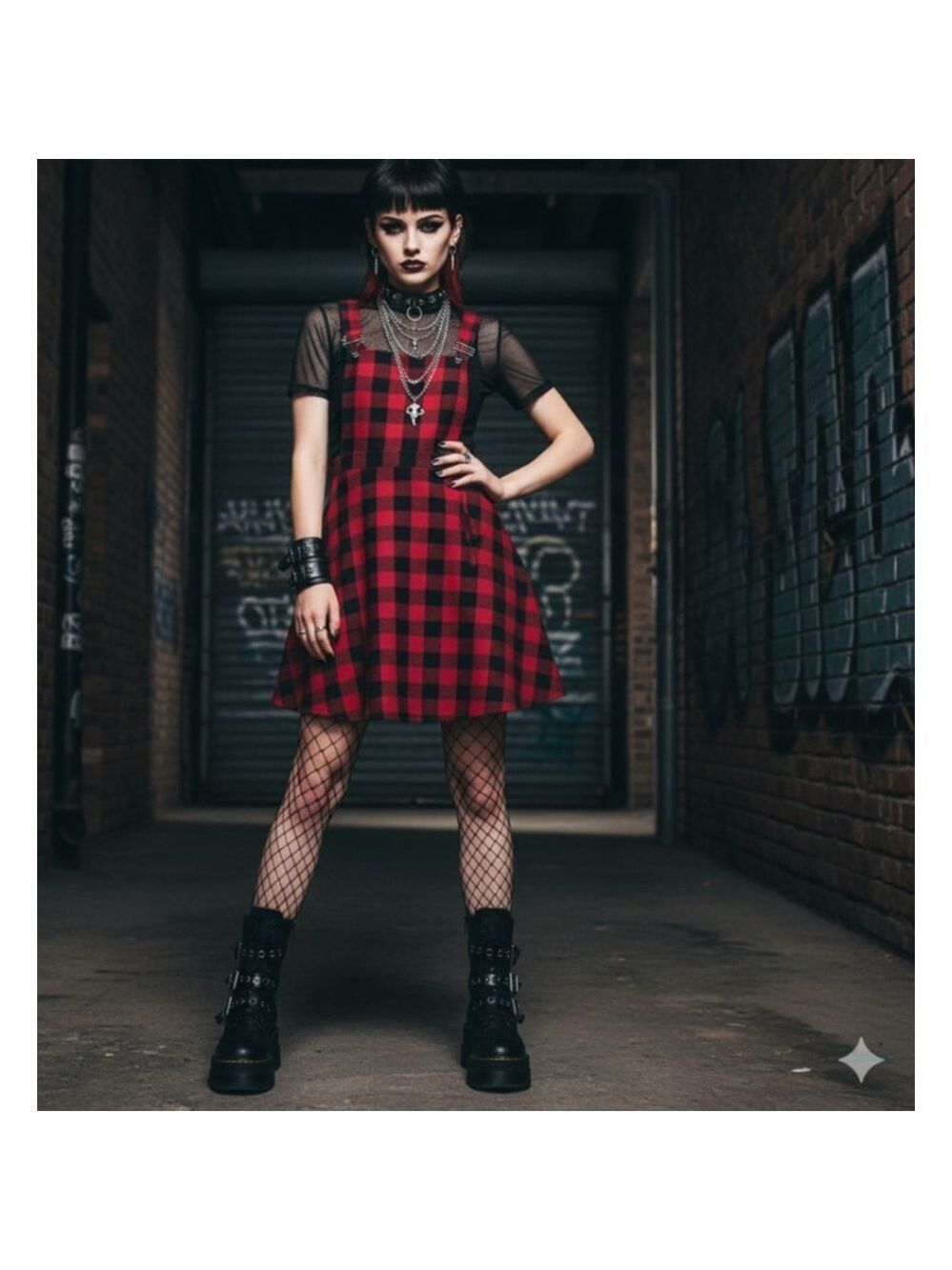 Hot Topic Skirtall Womens Small Red Black Buffalo Plaid Punk Edgy Costume